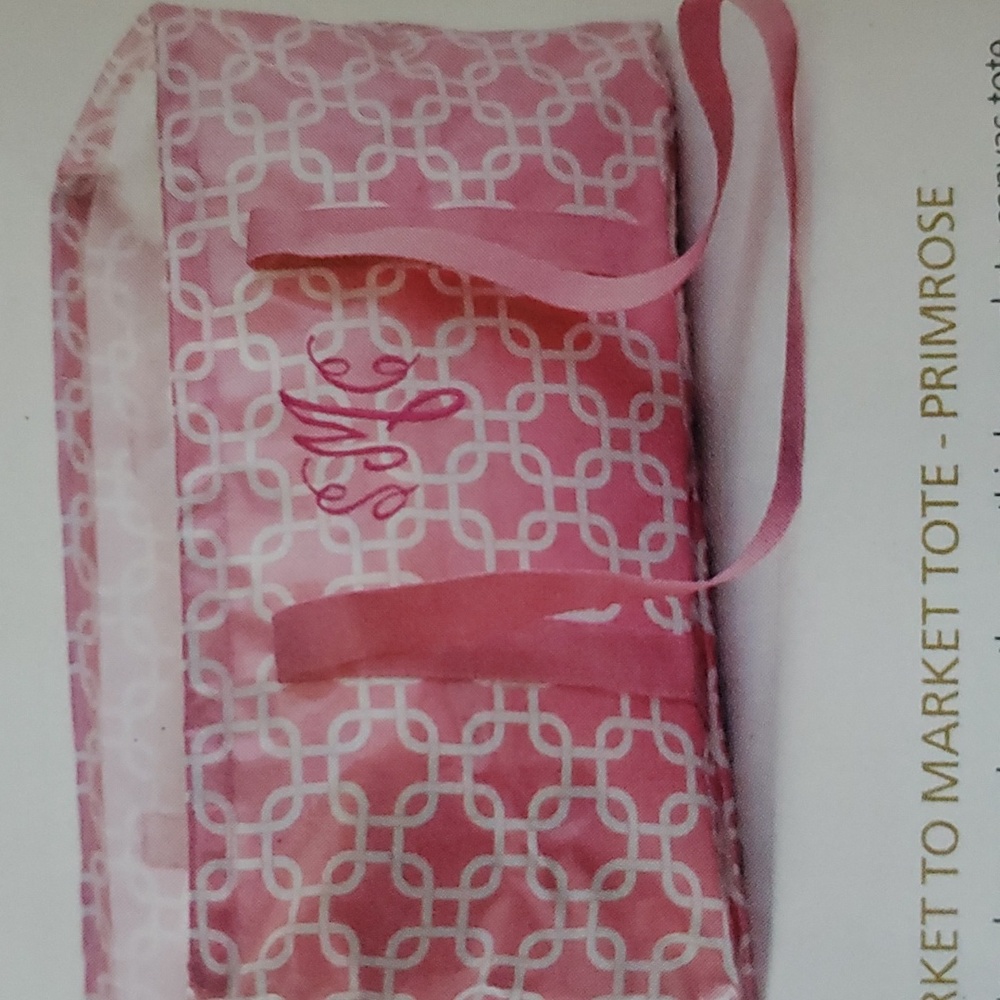 Pink market tote bag New Heavy duty collapsible wire rim so stays open